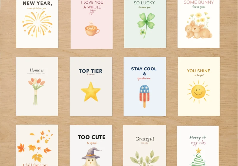 Palmetto Print Works 12-month minimalist watercolor greeting card bundle